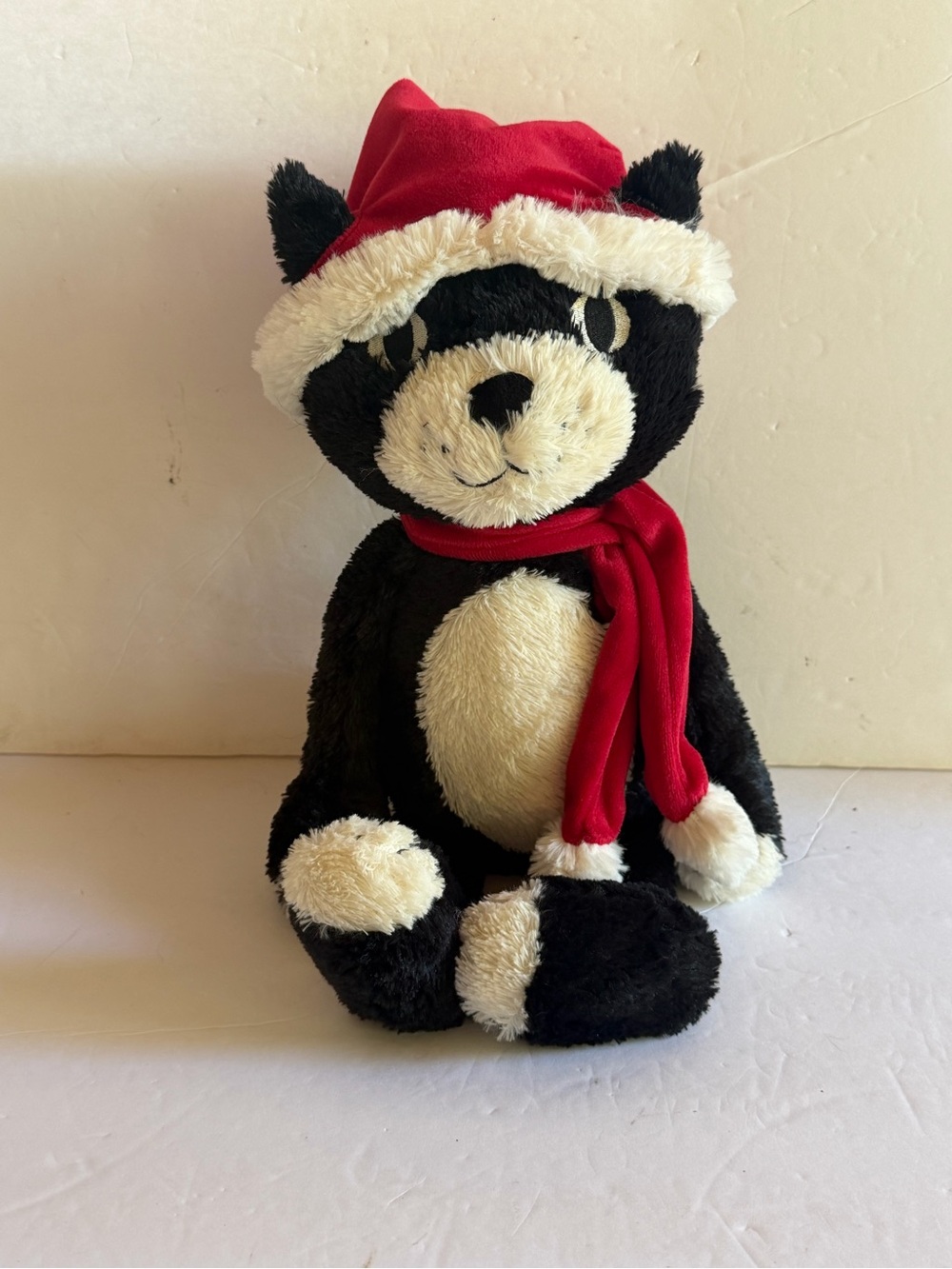 Jellycat London Christmas Jack Cat Santa Hat Plush Stuffed Animal 15”